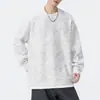 Sudadera súper suave con textura y estampado irregular para hombre, estilo americano de otoño, holgada, de color block moderno, imitación de dos piezas, prenda base