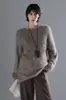 Suéter de punto tipo pullover, nuevo estilo otoño e invierno para mujer, cuello redondo, corte holgado, engrosado, hilo floral, tejido cepillado, top cálido para mujer