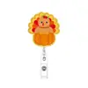 Porta-credencial retráctil más vendido transfronterizo, clip de insignia giratorio de pavo de otoño, porta-insignias de calabaza con purpurina al por mayor