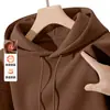 Moletom com Capuz de Veludo Plus Size Outono Inverno Masculino Estilo Coreano Solto Casual Tendência Versátil Cor Sólida Simples