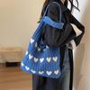 Nova Bolsa Tote de Tricô Cruzada com Coração Senso de Alto Padrão Lã Exquisita Fresca Simples Moda Ombro Bolsa de Compras Feminina