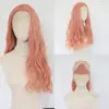 Peruca Sintética Rosa com Renda Frontal para Mulheres Europeias e Americanas, Cabelo Longo de 24 Polegadas, Touca Resistente ao Calor de Fibra de Alta Temperatura