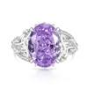 Transmisión en Vivo Más Vendido Piedra Preciosa de Colores Corte Flor de Hielo Flor de Huevo de Paloma Anillo de Hada Diamante de Alto Carbono Chapado en Oro Real Anillo con Forma de Huevo de Vid