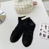 Série Estilo Chanel Clássico Meias Preto e Branco Renda Boca Bolha Meias Curtas Meias Cano Médio de Verão Fina para Menina