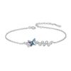 Pulseira Dança da Borboleta Feminina Prata de Lei S925 Cristal Borboleta Azul Pulseira Nicho Amazon Transfronteiriça Pulseira Luxo Leve