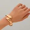Joias de Mão Populares Europeias e Americanas Transfronteiriças, Simples, Populares e Exageradas, Joias de Mão de Metal Mola Vazadas de Borda Larga, Joias de Pulseira
