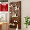 Estante de Pared de Tablero Perforado de Madera Maciza, Tablero para Colgar en la Puerta, Estante Decorativo de Almacenamiento, Estantería de Madera para Pared, Estante de Exhibición