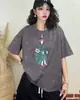 Nova Camiseta Casual Solta com Estampa de Desenho para Meninas, Redutora de Idade, Moda, Tamanho Grande, Casual, Versátil, Atacado