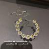 Anillo Flor Gema Yema de Huevo Brillante Bañado en Oro de 18K, Ocho Corazones y Ocho Flechas, Flor del Otro Lado Anillo de Zirconia, Para Usar en la Mano