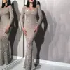 2025 Primavera Transfronteriza Nuevo Exportación Europea y Americana Ropa de Mujer Estampado en Caliente Manga Larga Ajustado Sexy Falda Larga Vestido de Noche para Banquete
