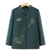 Ropa de primavera y otoño para mujeres de mediana edad y mayores, chaqueta bordada de abuela, nueva moda femenina 2026, ropa para personas mayores de 70 años, top grueso estilo Tang
