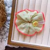 Nuevo clip para el pelo de niños con lazo de caramelo a cuadros naranjas y estrella, goma para el pelo, pasador para niñas, scrunchie naranja-verde