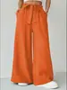 Pantalones de pierna ancha para mujer de comercio exterior transfronterizo en stock, pantalones largos holgados de moda, pantalones drapeados versátiles casuales de color brillante para mujer de primavera y verano