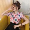 2023 principios de primavera holgada adelgazante ins camiseta de manga corta para mujer estilo coreano estampada top de estudiante estilo elegante camisa básica al por mayor