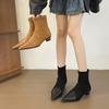 Botines para Mujer, Botas de Punta Estilo Retro, Otoño 2025 Botines Elásticos Ajustados de Tacón Kitten para Mujer al por Mayor