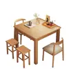 Mesa de Comedor, Sala de Estar, Mesa Cuadrada para el Hogar, Casa de Alquiler, Mesa de Comedor Color Nogal, Apartamento Pequeño, Combinación de Mesa y Silla Comercial para Catering