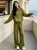 Sudadera con media cremallera, traje deportivo casual para mujer, nuevo estilo otoño e invierno 2026, conjunto de dos piezas con sudadera afelpada y pantalones anchos holgados