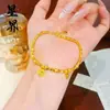 Tienda de Oro Mismo Estilo Arena Dorada Láser Calabaza Pulsera Alta Retención de Color Mariposa Brillante Joyería de Nicho Exquisita Trébol de Cuatro Hojas Mayoreo