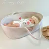 Cesta de Mano Portátil para Bebé Nuevo Transfronterizo con Almohadilla Impermeable Estampada Mesa Cambiadora de Pañales para Bebé con Doble Asa Cesta para Dormir de Cuerda de Algodón