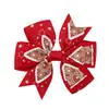 Venta Caliente Transfronteriza Amazon Copo de Nieve de Navidad Alce Rojo y Verde Accesorios para el Cabello de Niños Adorno para la Cabeza Retro Pasador de Cola de Golondrina