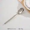 Juego de Cubiertos de Acero Inoxidable 304 con Diamante Redondo, Tenedor y Cuchara, Patrón Martillado, Cuchillo y Tenedor para Filete Sólidos Engrosados, Cuchara de Postre, Tenedor de Fruta