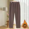 Jeans Mom de pierna recta elegantes de alta gama 2026 Otoño/Invierno Nuevos Pantalones de Abuela de mediana edad Color Sólido Versátil Pantalones Largos con Felpa