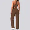 Chaleco Deportivo de Espalda Cruzada Estilo Europeo Viga I Pantalones Largos Secado Rápido Casual Correr Pantalones de Pierna Recta Conjunto de Traje para Fitness Yoga