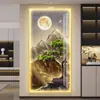 Nova Pintura de Luz LED de Entrada Hall de Luxo Leve Chinês Grande Paisagem Sala de Estar Parede de Fundo Pintura Pendurada Corredor Corredor Mural