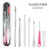 En Stock Acero Inoxidable Recogedor de Oídos Herramienta de Limpieza de Oídos Resorte Doble Cabeza Giratoria Recogedor de Oídos Set de 6 Piezas Gadget de Limpieza de Oídos