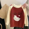 Conjunto de Otoño e Invierno para Niñas 2026 Nuevo Estilo Coreano Suéter de Punto Grueso para Niños con Forro de Felpa Pantalones de Cuero de Invierno Conjunto de Dos Piezas Moderno