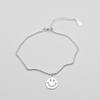 Pulsera de Plata Esterlina S925 Brillante con Cara Sonriente, Joyería de Nicho Elegante, Pulsera Simple y Versátil de Cuentas Redondas con Sonrisa, Accesorios de Moda