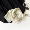 Pañuelo de Seda Floral Artístico y Fresco, Pañuelo Cuadrado Pequeño para el Cuello, Estilo Coreano, 58cm, Pañuelo de Seda 100% Algodón, Tacto de Alta Gama, Cinta para el Cabello, Pañuelo Decorativo para el Cuello