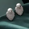 Brincos de Folha com Agulha de Prata Pérola Diamante Femininos Franceses Luxo Leve Nicho Brincos Requintados Moda Feminina Versáteis Brincos Venda por Atacado