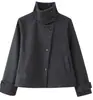 Moda europea y americana transfronteriza para mujer AliExpress bestseller Abrigo corto casual estilo francés con cuello alto