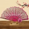Abanico de Encaje con Accesorios para Cosplay Transfronterizo, Lujoso Abanico Plegable de Rosa Estilo Vintage Europeo, Estilo Fiesta de Té, Convención de Cómics, En Stock