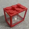 Mini pecera de bloques de construcción transparentes de acrílico, adecuada para peces betta o peces dorados, un acuario de escritorio creativo para paisajismo decorativo, caja de plástico para betta