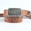 Moda retro literaria para hombre flores y plantas hebilla grande de aleación cinturón personalidad juvenil cinturón de PU una generación de pelo