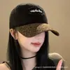 Gorra de Béisbol Retro Americana con Estampado de Leopardo para Mujer Nueva Versátil Bloque de Color Bordado Letra Protección Solar Visera Sombrero de Pico de Pato de Moda para Hombre