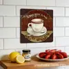 Arte de pared de metal estilo vintage para decoración de bar, letrero de hojalata, 20/30 cm, diseño de ilustración de taza de café