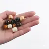Contas de Madeira com Furo Grande, Contas Redondas, Contas Soltas Tingidas de Madeira Maciça, Acessórios para Pulseira e Colar, Componentes para Joias DIY