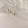 Aretes de botón cuadrados elegantes y delicados franceses de flor estrella, moda moderna de personalidad surcoreana, joyería para la oreja de pedrería que combina con todo