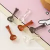 Acessórios de resina para brinquedos de comida em miniatura DIY, colheres transparentes em formato de coração, combinação de cena com cola de creme