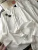 ¡Estilo Dinero Viejo! ¡Nicho Nórdico! Conjunto de Camisa Larga Holgada de Lino Lavado con Cuello Solapa y Pantalones Casuales de Moda Vintage