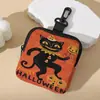 Porta-moedas com Estampa de Gato Dançante Couro Artificial Impermeável Couro Sintético Zíper Bolsa de Armazenamento Multifuncional Mini Bolsa para Fones de Ouvido