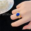 Familia de tarjetas con el mismo estilo de sentido de alta gama medieval color anillo de piedra preciosa Europa y Estados Unidos diseño de personalidad de oro de lujo ligero anillo retro para mujer