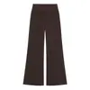 Pantalones Casuales de Pierna Ancha de Cintura Alta Nuevos para Mujer de Comercio Exterior Transfronterizo ZA, Color Sólido, Cintura Elástica Ancha, Caída Suelta, Holgados, Adelgazantes, Pantalones Largos