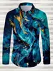 Camisa Casual Masculina 2026 com Estampa 3D, Gola Reversível e Mangas Longas