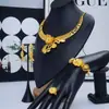 Conjunto de Quatro Peças de Joias para Noiva de Dubai do Oriente Médio com Colar, Pulseira, Brincos e Anel Banhados a Ouro 24K