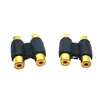 Conector de audio bañado en oro 2 pares 2RCA directo conector hembra tipo Loto hembra a hembra RCA directo adaptador hembra AV