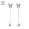Pendientes de mariposa con doble diamante y borla larga, con temperamento, de Taobao Tmall Explosions